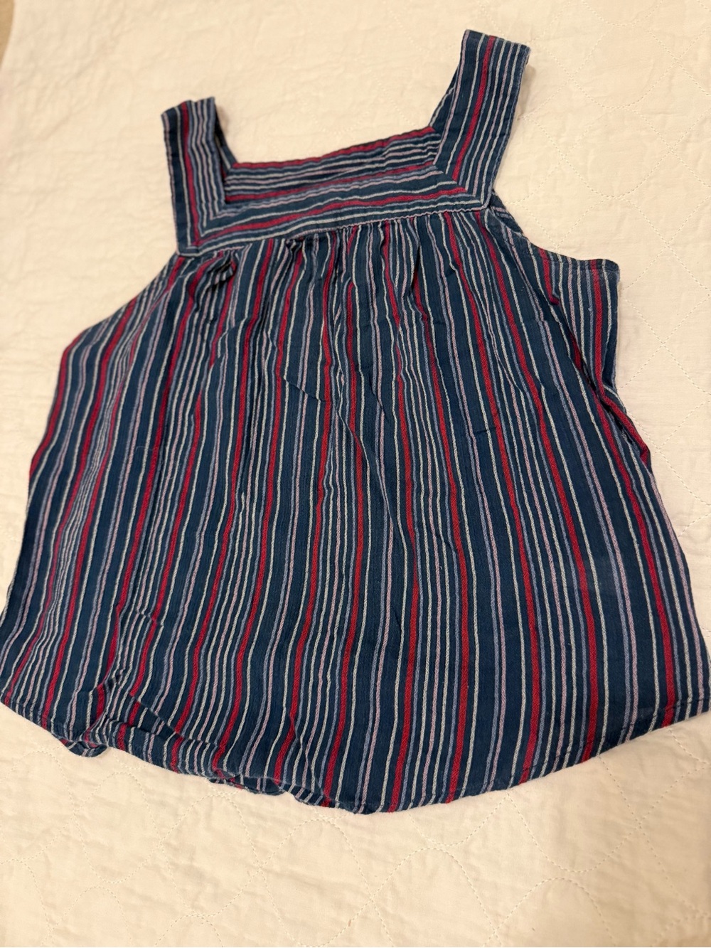 Universal Thread Blue Striped Sleeveless Top with Red & White Accents